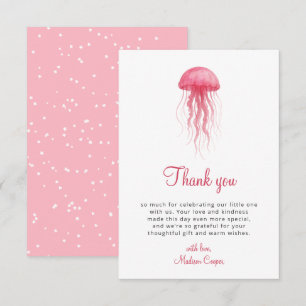 Carte De Remerciements Fille aux méduses roses à l'aquarelle moderne Baby