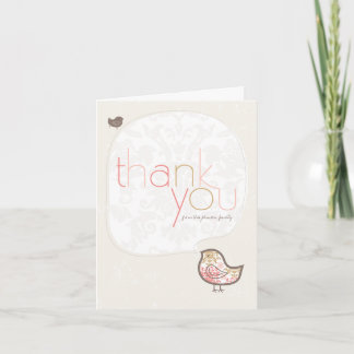 Carte De Remerciements Fille Bébé Fantaisiste Damassé Rose Baby Shower/Na