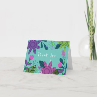 Carte De Remerciements Fille colorée Floral