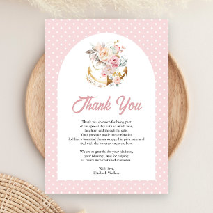 Carte De Remerciements Fille d'ancre florale Boho Baby Shower 