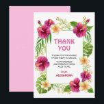 Carte De Remerciements Fille d'anniversaire aquarelle tropical rose luau<br><div class="desc">Célébrez chaque anniversaire avec style avec notre carte de remerciement pour fête luau florale tropicale rose 🎉🌺💖. Parfaite pour exprimer une gratitude sincère, cette carte est idéale pour remercier les amis, la famille ou les invités qui rendent votre journée spéciale inoubliable 🥂✨. Une carte de remerciement pour fête luau florale...</div>