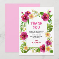 Fille d'anniversaire aquarelle tropical rose luau