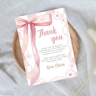 Carte De Remerciements Fille d'anniversaire de la Bow rose
