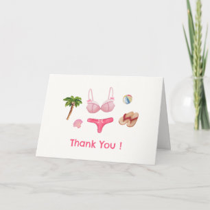 Carte De Remerciements Fille de Fête sur la Plage Rose Splish Splash Bébé