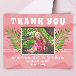 Carte De Remerciements Fille de l'eau tropicale rose photo anniversaire