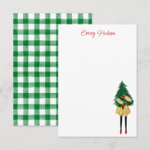 Carte De Remerciements Fille de mode Noël à l'aquarelle Personnalisé