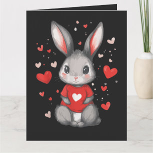 Carte De Remerciements Fille du cœur amoureuse de lapin