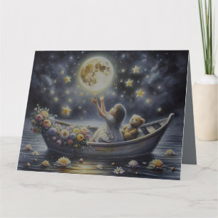 Carte De Remerciements Fille Fantaisiste Scène de Rêve de Lune Caprice