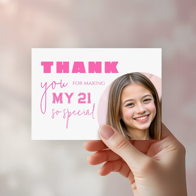 Carte De Remerciements Fille Hot rose Bold Typographie Anniversaire fête (Créateur téléchargé)