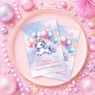 Carte De Remerciements Fille Licorne Arc-en-Ciel Enchantée Anniversaire M