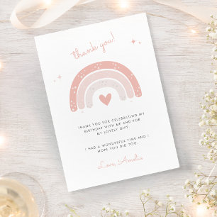 Carte De Remerciements Fille mignonne rose arc-en-ciel Aquarelle Annivers
