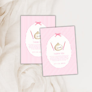 Carte De Remerciements Fille Mignonne Rose Bowls Fête Bébé Asiatique