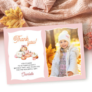 Carte De Remerciements Fille Patch de citrouilles Nœuds Anniversaire Reme