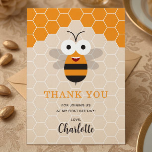 Carte De Remerciements Fille Premier 1er Jour D'abeille Anniversaire Abei