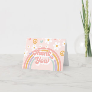 Carte De Remerciements Fille Rétro Groovy Anniversaire Arc-en-ciel