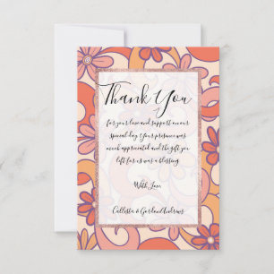 Carte De Remerciements Fille rose orange rose orange Fleurs Super