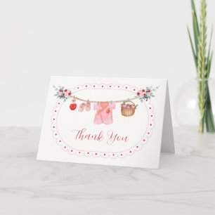 Carte De Remerciements Fille rose Pomme de notre œil Linge de bébé Shower