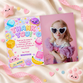 Carte De Remerciements Fille Squishy Mignonne Kawaii Anniversaire Photo C