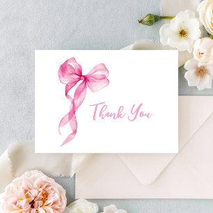 Carte De Remerciements Filles au Nœud Rose 1er Anniversaire