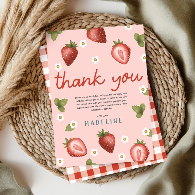 Carte De Remerciements Filles Berry Premier Enfants 1er Anniversaire (Créateur téléchargé)