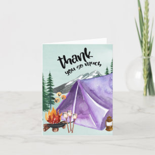 Carte De Remerciements Filles de campeur heureuses Anniversaire Tente vio