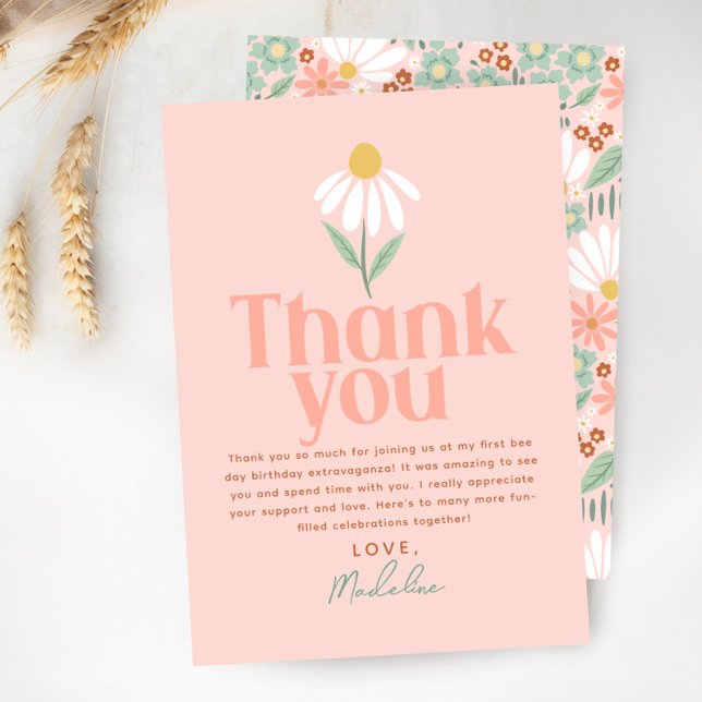 Carte De Remerciements Filles de marguerite de fleur sauvage mignonne Mer (Créateur téléchargé)