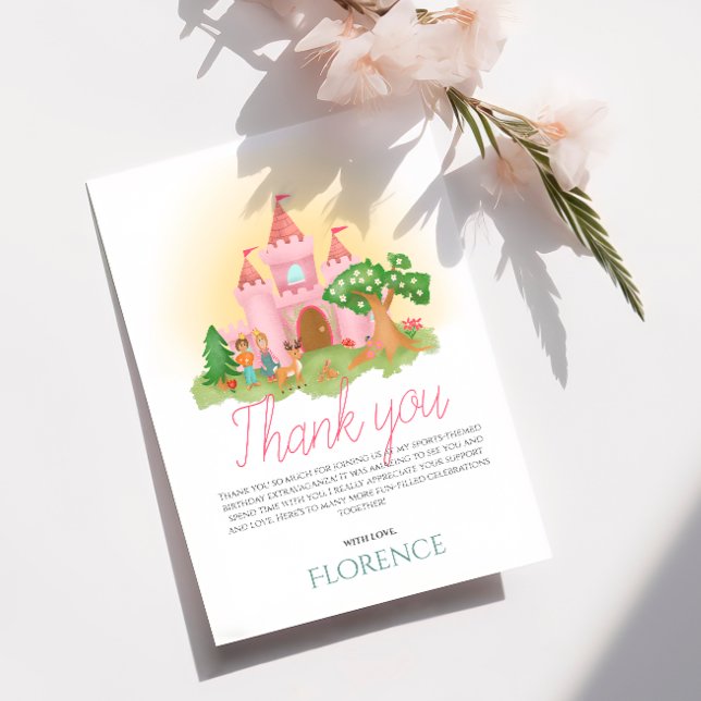 Carte De Remerciements Filles mignonne rose princesse Anniversaire de enf (Créateur téléchargé)