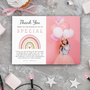 Carte De Remerciements Filles mignonnes Anniversaire Pastel Rainbow Party