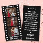Carte De Remerciements Film Strip Black and White Cinema Mariage<br><div class="desc">Ce design mariage de style bande de film peut être un moyen unique et créatif d'apporter une touche de glamour hollywoodien à votre journée spéciale. En utilisant une typographie audacieuse, et vos photos, vous pouvez customiser ce design mariage qui capture vos personnalités et donne le ton de votre célébration thématique...</div>