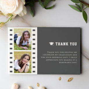 Carte De Remerciements Filmstrip Photo Collage Graduation   Gray