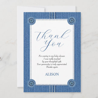 Carte De Remerciements Fils bleu avec coutures et boutons bébé garçon dou