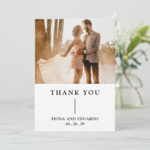 Carte De Remerciements Fiona Photo Gras Monogramme Mariage Moderne