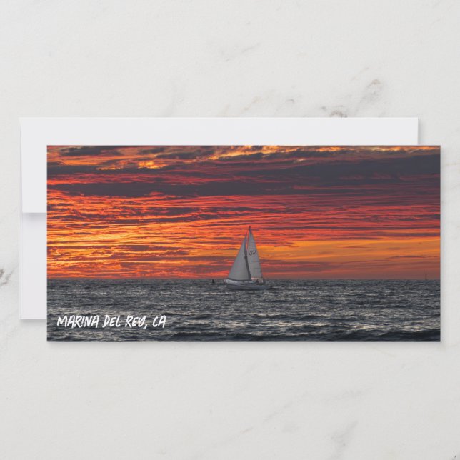 Carte De Remerciements Fire Red Sunset - Marina Del Rey, CA (Devant)