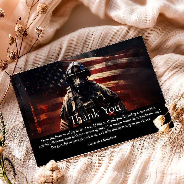 Carte De Remerciements Firefighter Class of 2026 Graduation (Créateur téléchargé)
