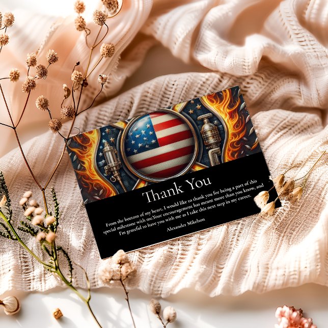 Carte De Remerciements Firefighter Themed Senior Graduation (Créateur téléchargé)