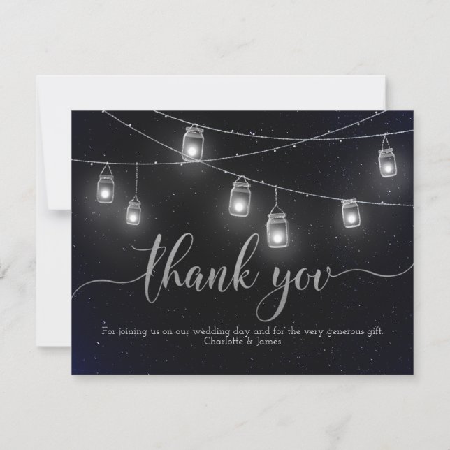 Carte De Remerciements Fireflies et Mason Jar illuminent le ciel de nuit  (Devant)