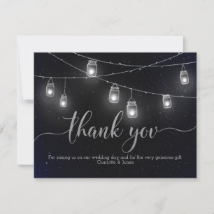 Carte De Remerciements Fireflies et Mason Jar illuminent le ciel de nuit 