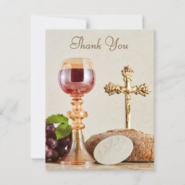 Carte De Remerciements First Holy Communion | Elegant Eucharist Chalice  (Devant)