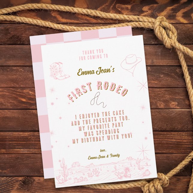 Carte De Remerciements First Rodeo Pink Cowgirl 1st Birthday Thank You (First Rodeo Pink Cowgirl 1st Birthday Thank You
)
