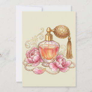 Carte De Remerciements Flacon de parfum à l'aquarelle vintage & Pivoines 