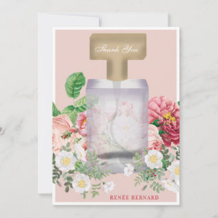 Carte De Remerciements Flacon de parfum rose pastel Shower floral Mariage