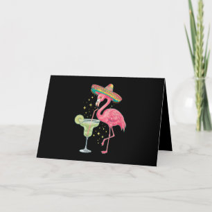 Carte De Remerciements Flamant qui boit une Margarita Drôle de Poncho Mex