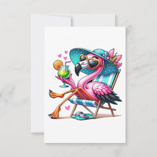 Carte De Remerciements Flamant rose cool (Devant)