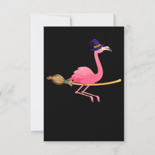 Carte De Remerciements Flamant rose   Drôle Flamant rose sorcière Hallowe
