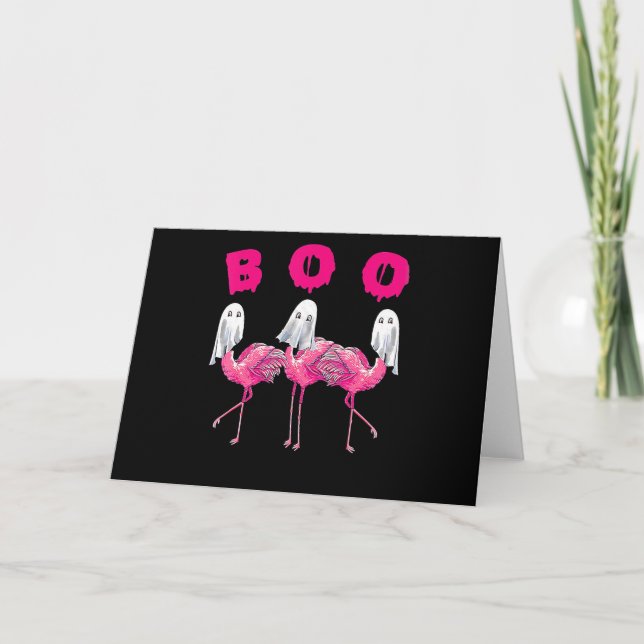 Carte De Remerciements Flamant rose| Flamant rose Boo Halloween Flamant r (Devant)