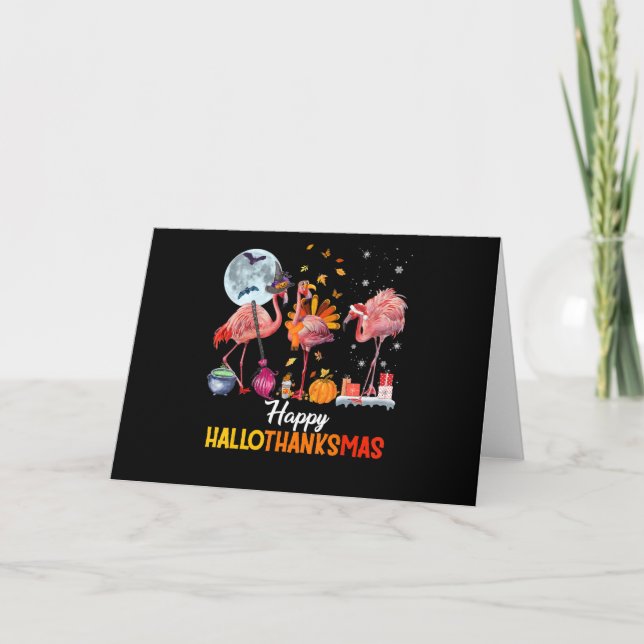 Carte De Remerciements Flamant rose|Flamant rose Thanksgiving Halloween N (Devant)