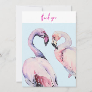 Carte De Remerciements Flamant rose Pastel Watercolor