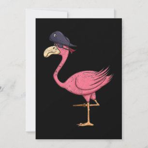 Carte De Remerciements Flamant rose rose Pirate Avec Eyepatch Halloween