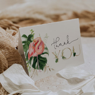 Carte De Remerciements Flamant rose tropical moderne Baby shower ou anniv