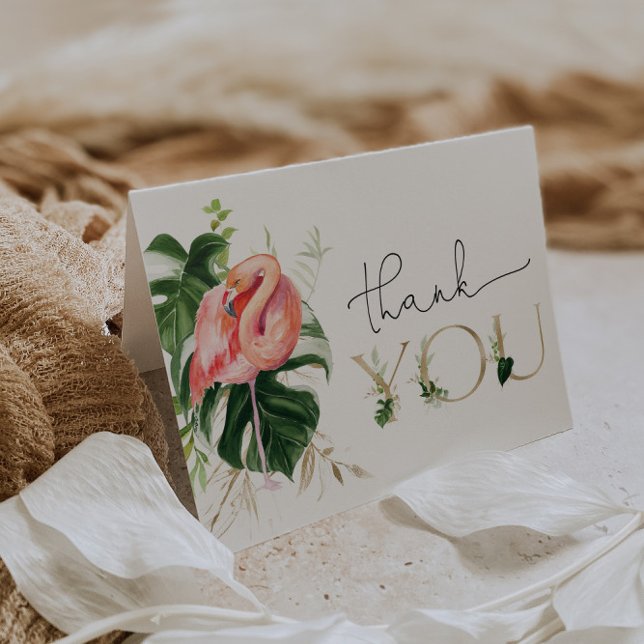 Carte De Remerciements Flamant rose tropical moderne Baby shower ou anniv (Créateur téléchargé)